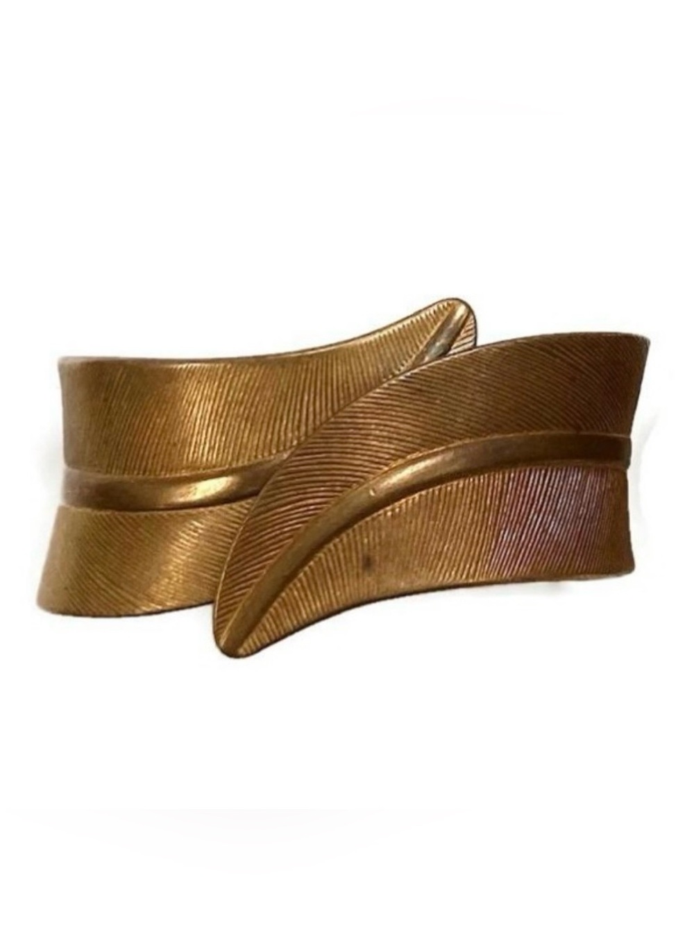 Vintage‎ Hinged Brass Leaf Cuff Bracelet, 1970’s BohoBohemian Jewelry